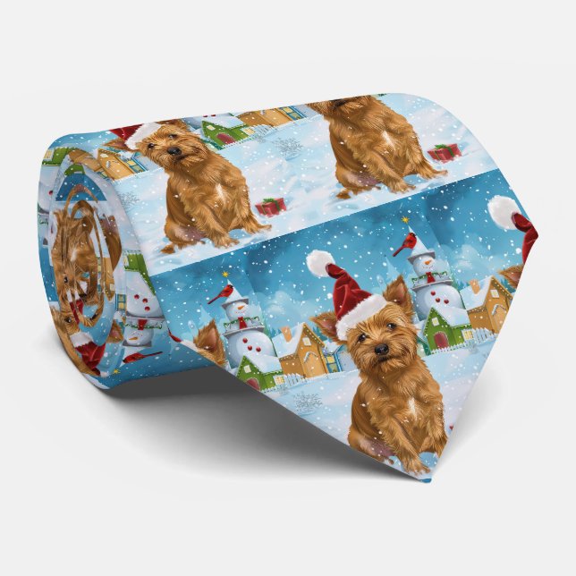 Australian Terrier Winter Wonderland Christmas  Tie (Rolled)