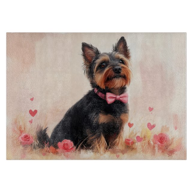 Australian Terrier with Roses - Valentine's Day Cutting Board (Front)