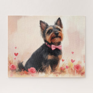 Australian Terrier with Roses - Valentine's Day Jigsaw Puzzle