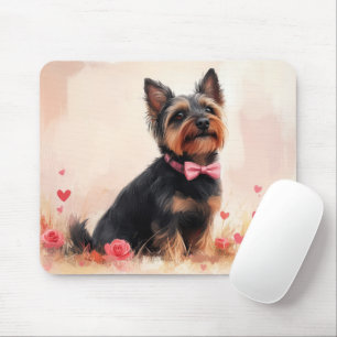 Australian Terrier with Roses - Valentine's Day Mouse Pad