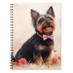 Australian Terrier with Roses - Valentine's Day Notebook