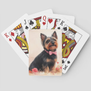 Australian Terrier with Roses - Valentine's Day Playing Cards