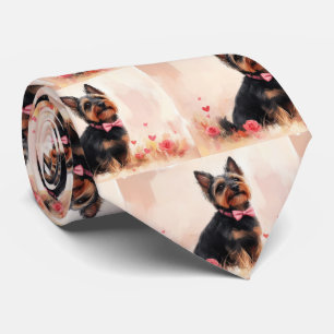 Australian Terrier with Roses - Valentine's Day Tie