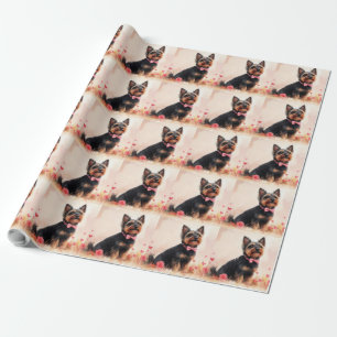 Australian Terrier with Roses - Valentine's Day Wrapping Paper