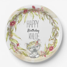 Australian themed party plates with koalas
