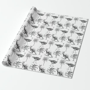 Australian Toile Kangaroo Emu Palm Pattern Gift Wrapping Paper