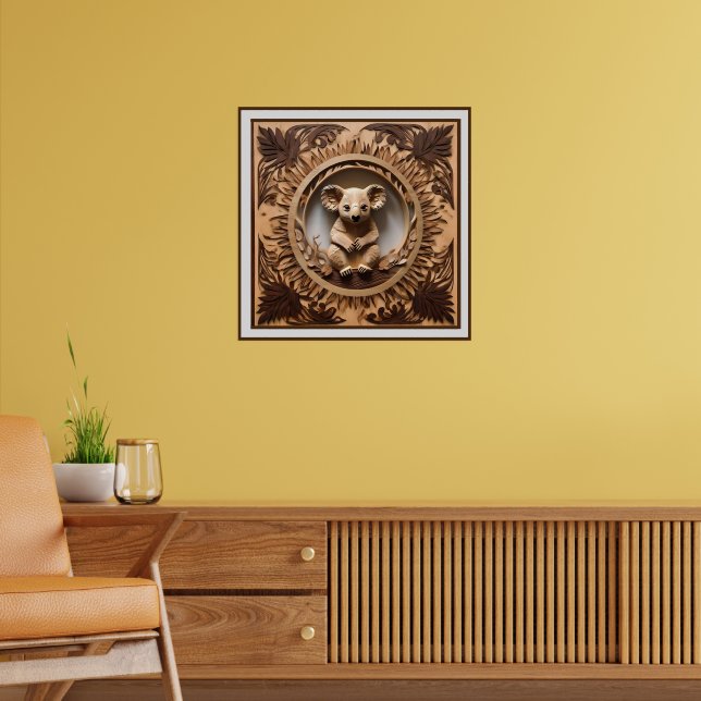 Australian Tree Hugger: Koala Bear Wood Print (Living Room 2)
