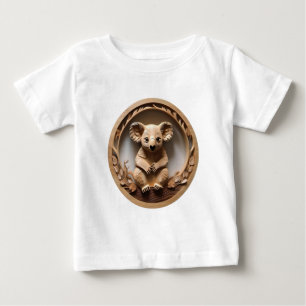 Australian Tree Hugger: Koala Bear Wood Print Baby T-Shirt