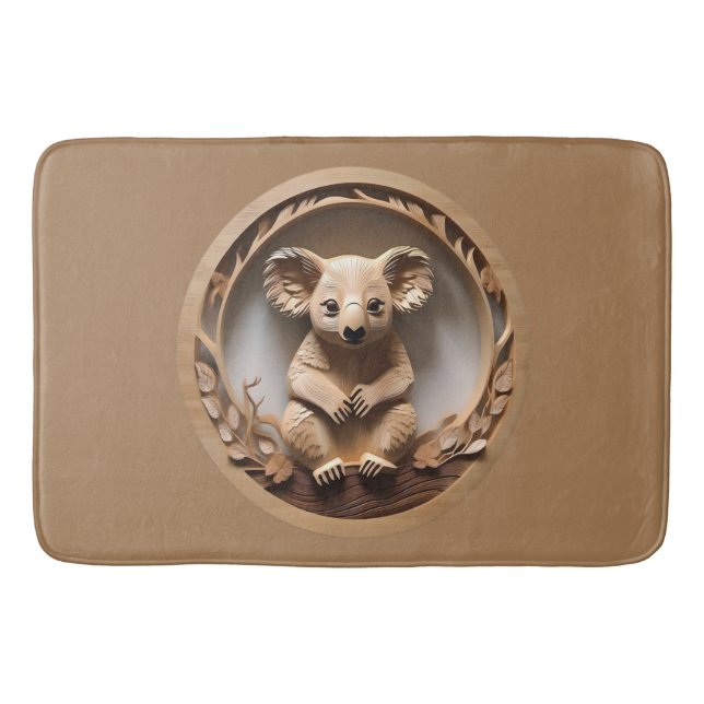 Australian Tree Hugger: Koala Bear Wood Print Bath Mat (Front)