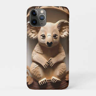 Australian Tree Hugger: Koala Bear Wood Print iPhone 11 Pro Case