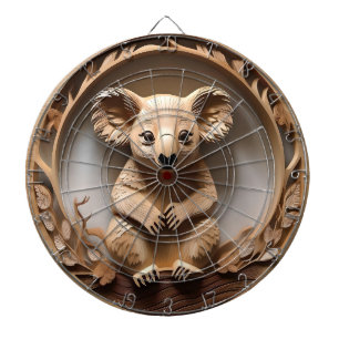 Australian Tree Hugger: Koala Bear Wood Print Dartboard