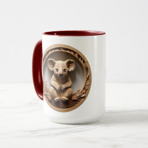 Australian Tree Hugger: Koala Bear Wood Print Mug