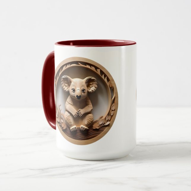 Australian Tree Hugger: Koala Bear Wood Print Mug (Front Left)