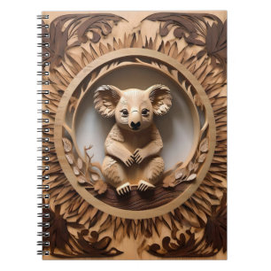 Australian Tree Hugger: Koala Bear Wood Print Notebook