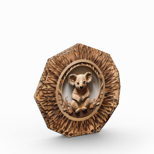 Australian Tree Hugger: Koala Bear Wood Print Photo Block