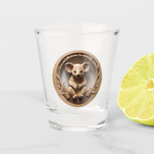 Australian Tree Hugger: Koala Bear Wood Print Shot Glass