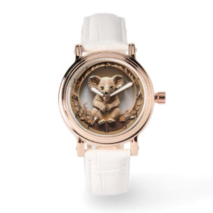 Australian Tree Hugger: Koala Bear Wood Print Watch