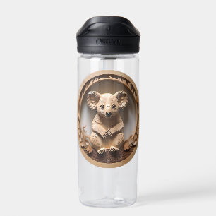 Australian Tree Hugger: Koala Bear Wood Print Water Bottle