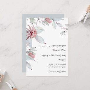Australian Tropical Floral Dusty Blue Wedding Invitation