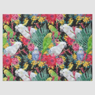 Australian Tropical Parrots Black Tissue Paper