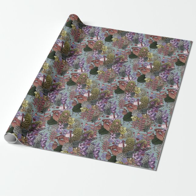 Australian Vintage Tropical Summer Wildflowers Wrapping Paper (Unrolled)