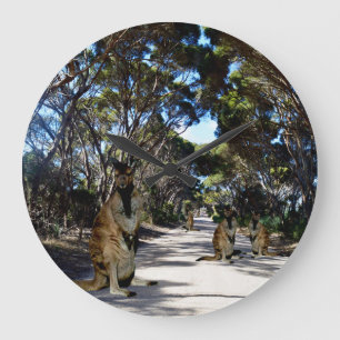 Australian Wallaby On Road, Large Clock