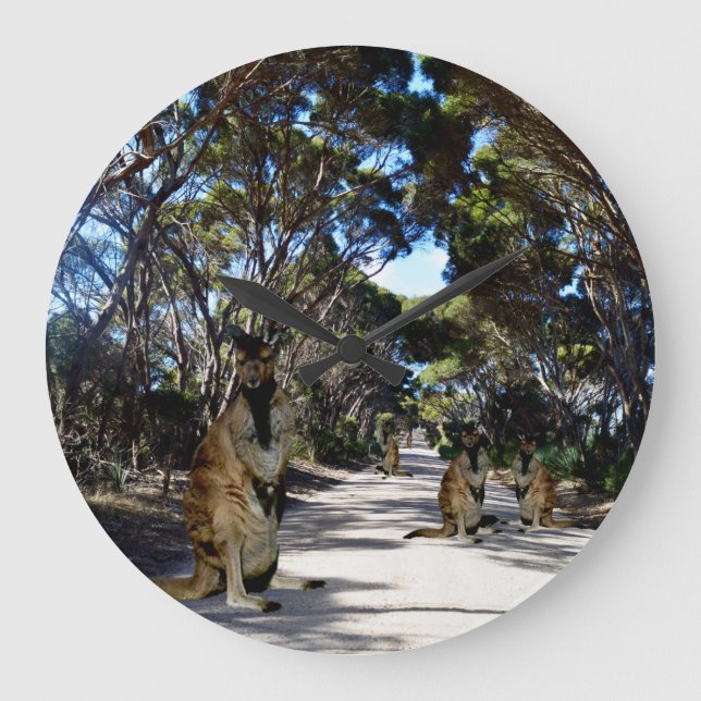 Australian Wallaby On Road, Large Clock (Front)
