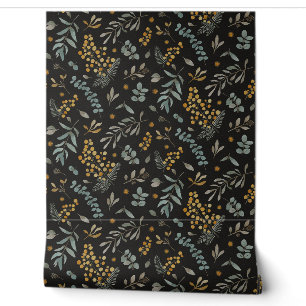 Australian wattle eucalyptus floral black wallpaper