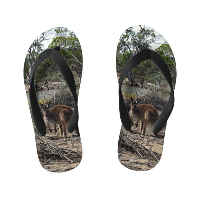 Australian Wild Bush Kangaroo, Kid's Thongs (Footbed)