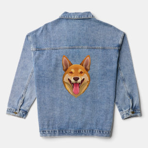 Australian wild dog dingo head denim jacket