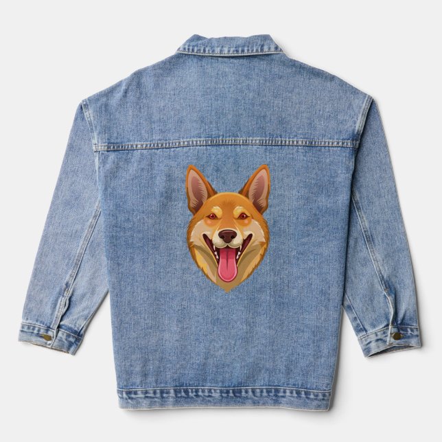 Australian wild dog dingo head denim jacket (Back)