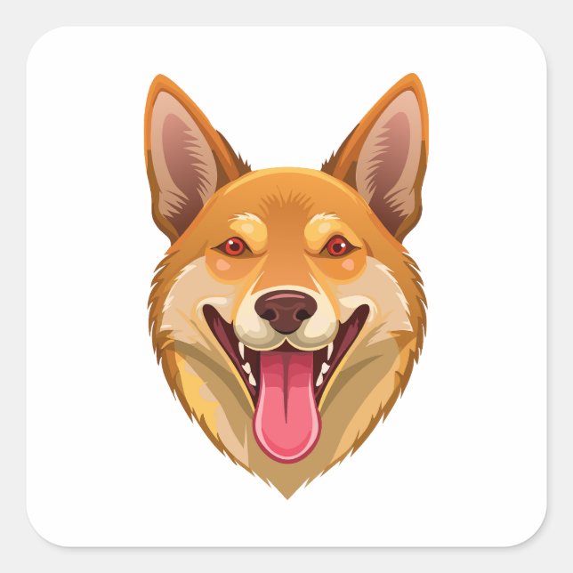 Australian wild dog dingo head square sticker (Front)