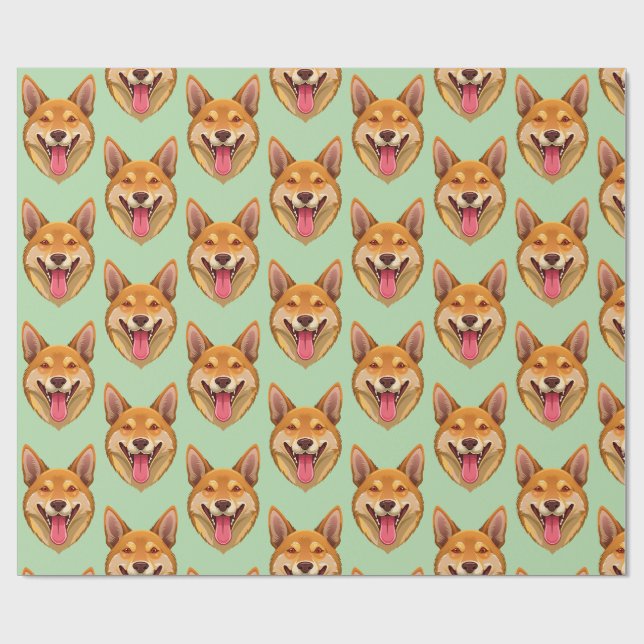 Australian wild dog dingo head wrapping paper (Flat)