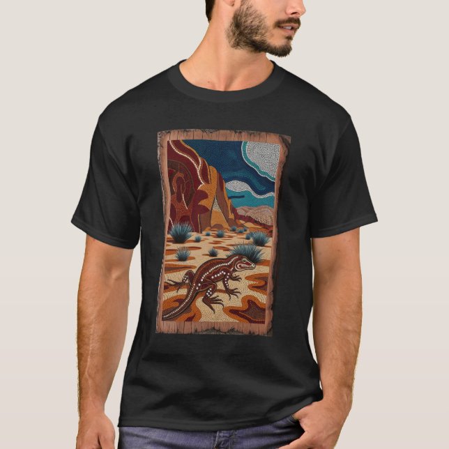 Australian Wild Lizard Wildlife Scene T-Shirt (Front)