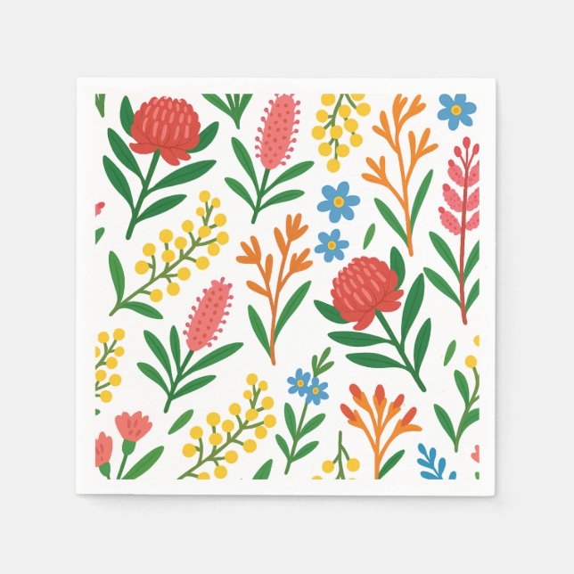 Australian Wildflower Colorful Paper Napkin  (Front)