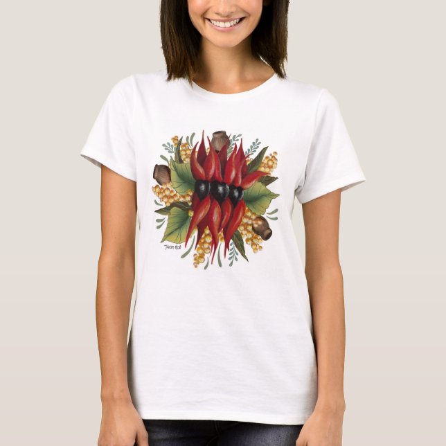 Australian Wildflowers - Sturt Desert Pea T-Shirt (Front)