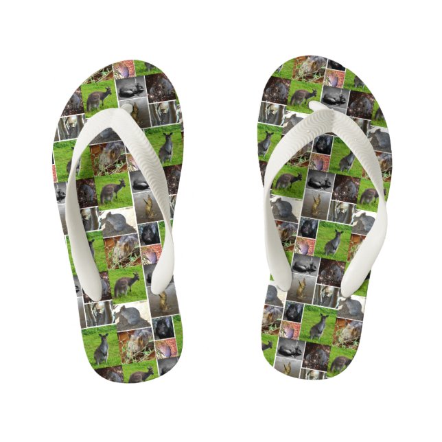Australian Wildlife Collage, Kid's Thongs (Footbed)