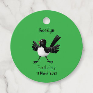Australian Willie Wagtail cartoon Favour Tags