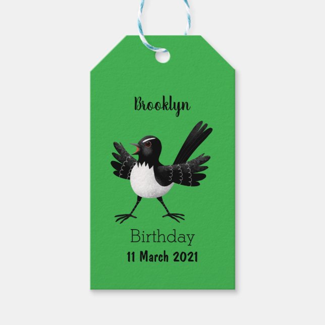 Australian Willie Wagtail cartoon  Gift Tags (Front)