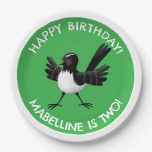 Australian Willie Wagtail cartoon Paper Plate