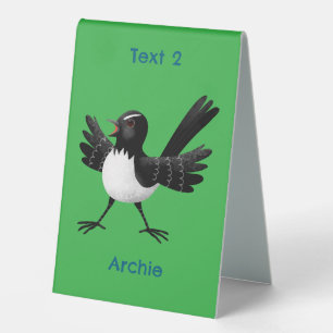 Australian Willie Wagtail cartoon personalised