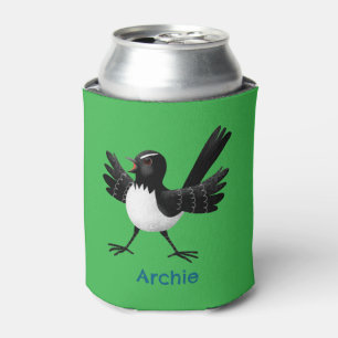 Australian Willie Wagtail cartoon personalised Can Cooler
