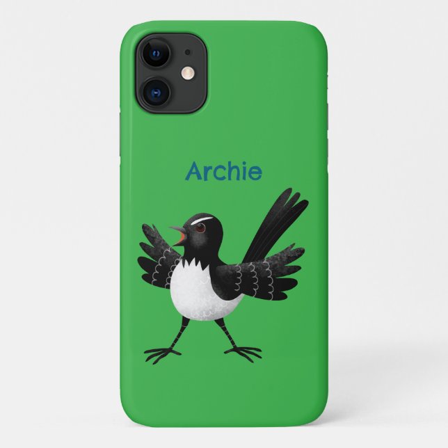 Australian Willie Wagtail cartoon personalised Case-Mate iPhone Case (Back)