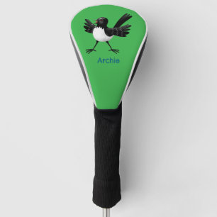 Australian Willie Wagtail cartoon personalised Golf Head Cover