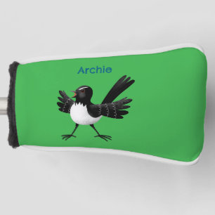Australian Willie Wagtail cartoon personalised Golf Head Cover