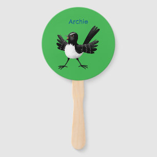 Australian Willie Wagtail cartoon personalised Hand Fan