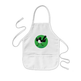 Australian Willie Wagtail cartoon personalised Kids Apron