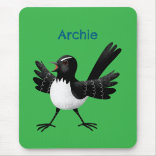 Australian Willie Wagtail cartoon personalised Mouse Pad
