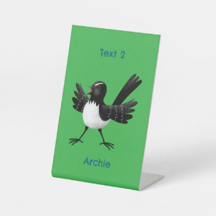 Australian Willie Wagtail cartoon personalised Pedestal Sign