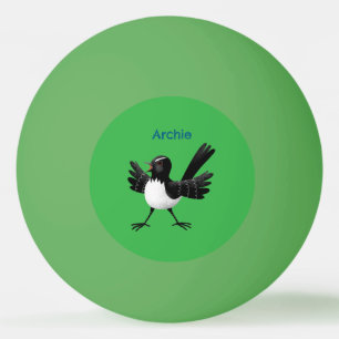 Australian Willie Wagtail cartoon personalised Ping Pong Ball